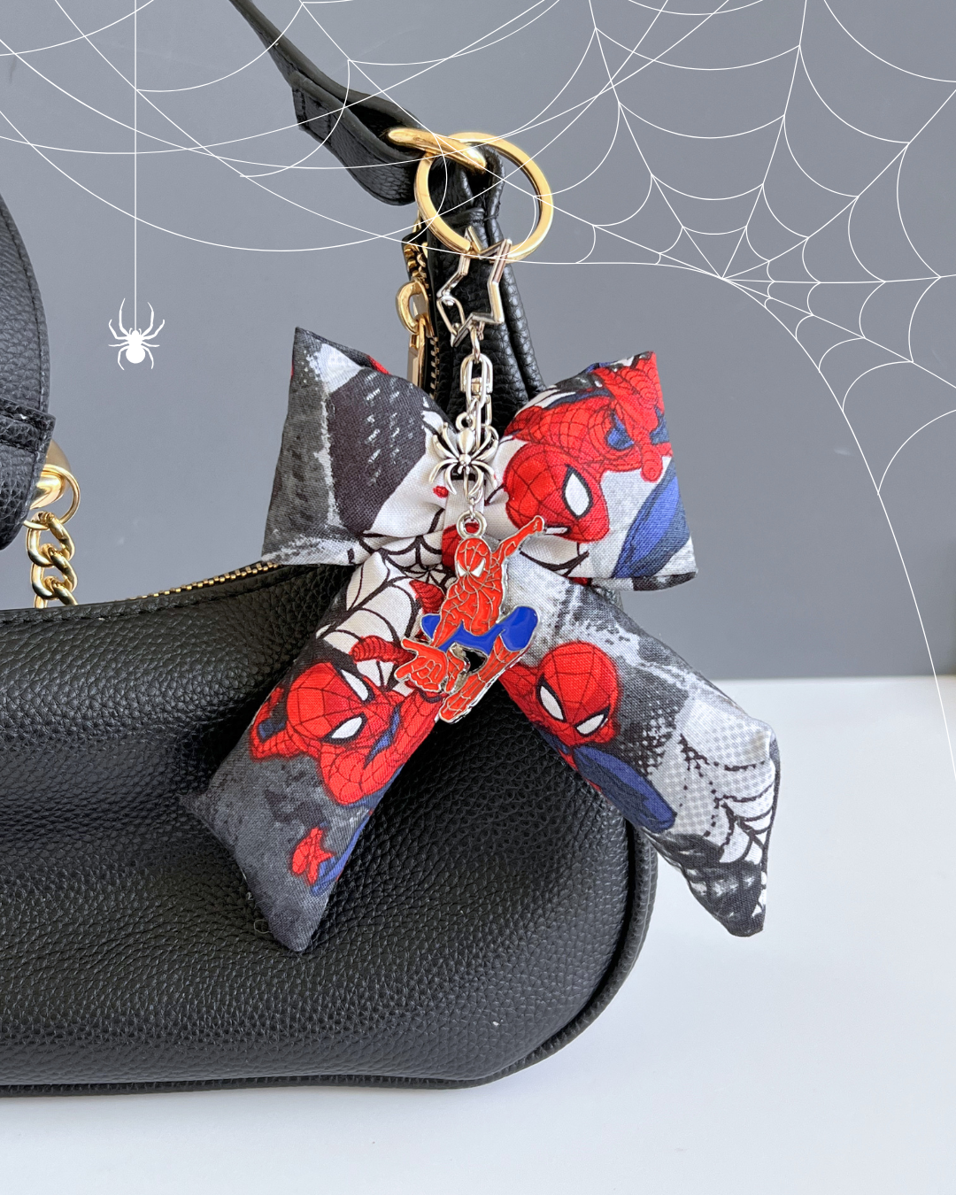 Spider Puff Bow Bag Charm