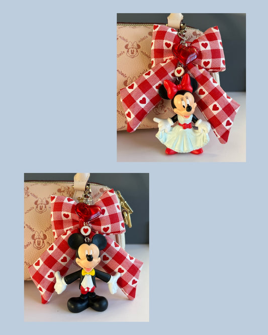 Gingham Mouse Puff Bow Bag Charms PREORDER
